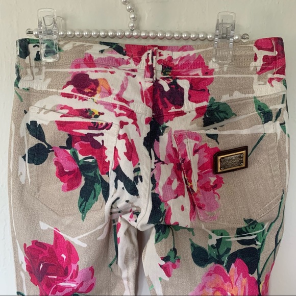 Dolce & Gabbana Floral Print Skinny Jeans With Ankle Zip - Picture 12 of 13